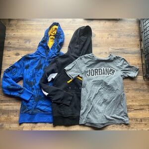 Jordan Blue and Black Hoodies Casual Athletic Wear